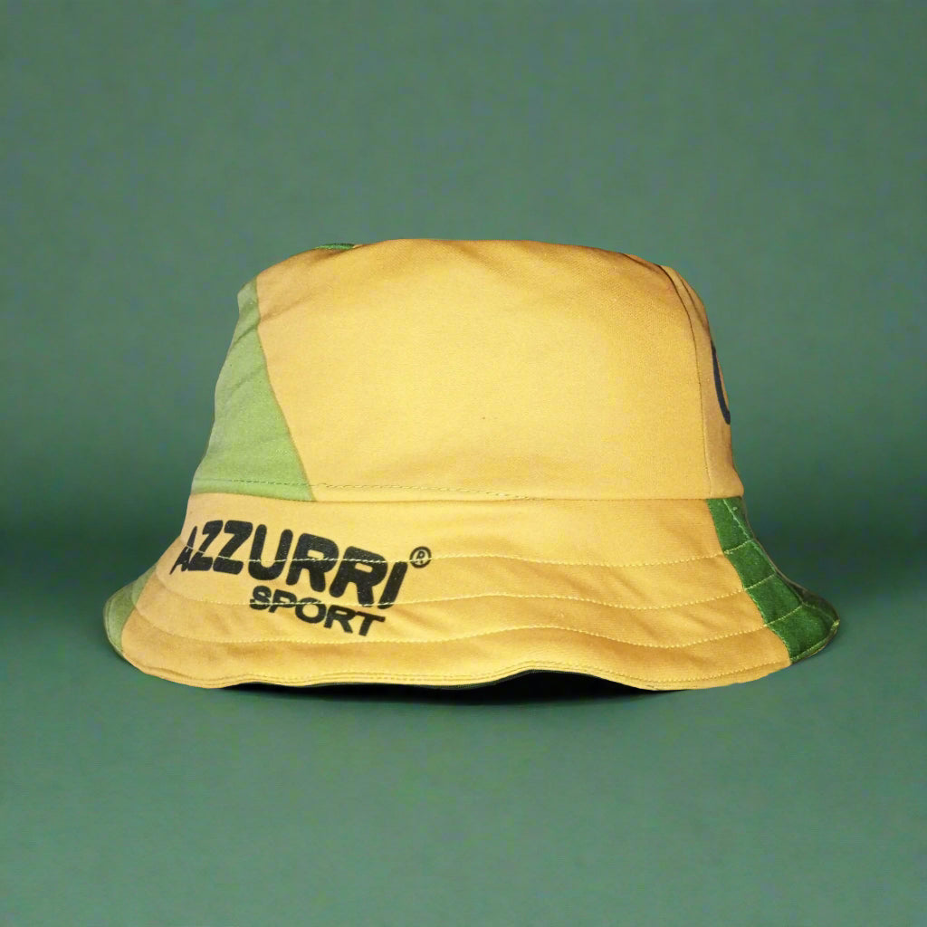 Donegal GAA Home Bucket Hat 2012 / 13 Azzurri Upcycled Unisex Adults Donegal Creameries bucket hat festival vintage retro upcycled recycled rave cap headware Football Soccer Rugby GAA SHIRTS V SKINS