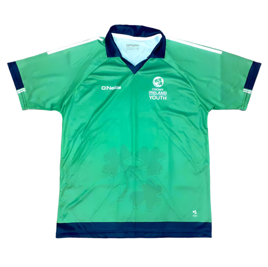Ireland Cricket Short Sleeve Home Jersey 2010s O'Neills Player Issue Unisex Adults Team Issue #13 Sponsorless Ireland Cricket Test 20 20 One Day International Whites SHIRTS V SKINS