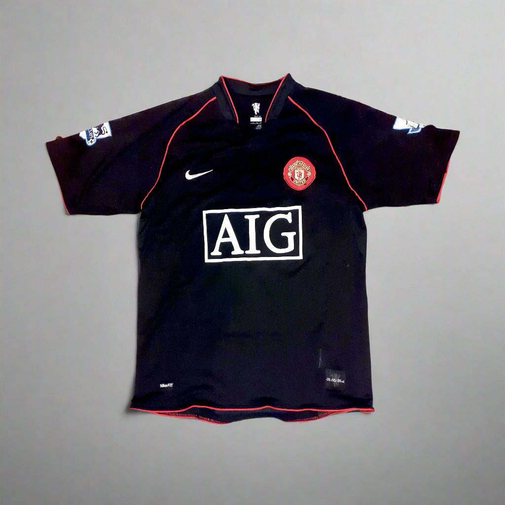 Manchester United Football Short Sleeve Away Jersey 2007 / 08 Nike Unisex Adults #32 AIG Manchester United Man Utd Red Devils Premier League old trafford vintage retro SHIRTS V SKINS