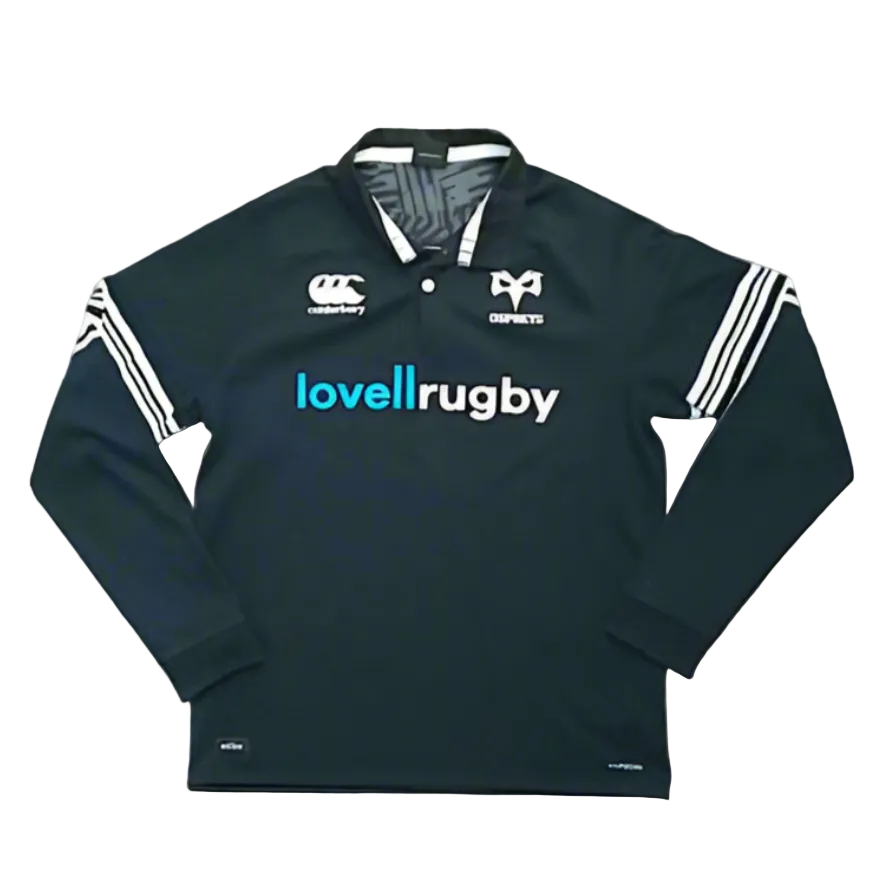 Ospreys Rugby Long Sleeve Home Jersey 2017 / 18 Canterbury Unisex Adults Lovell Rugby Wales Rugby Cymru Cardiff Millenium Stadium Vintage Retro SHIRTS V SKINS