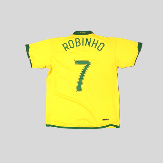 Brazil Football  Short Sleeve  Home  Jersey  2006 / 07  Nike  Robinho   Unisex Adults  Vintage   #7    SHIRTS V SKINS   