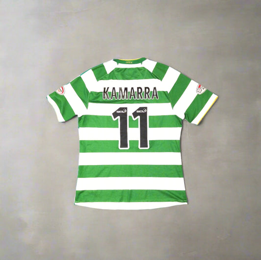 Celtic FC Football  Short Sleeve  Home  Jersey  2009 / 10  Nike  Diomansy Kamarra   Unisex Adults  Player Issue   #11  Carling  Hoops celtic hail hail glasgow scotland ireland Eire Senegal  SHIRTS V SKINS   