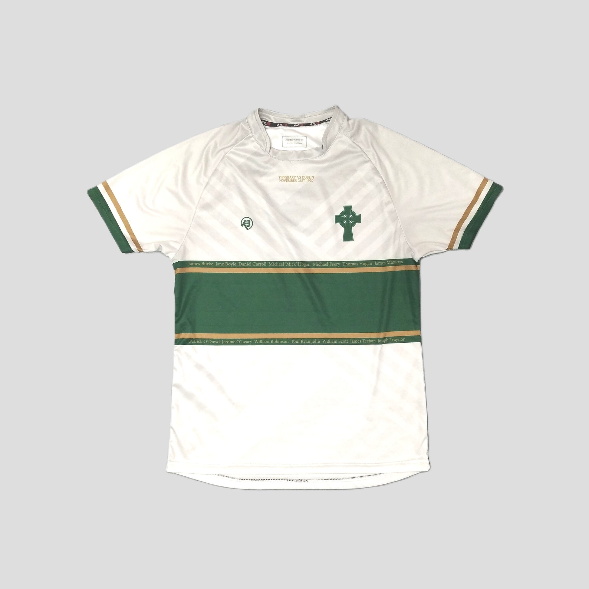 Tipperary GAA  Short Sleeve  Home  Jersey  1920  K3 Sports  Michael Hogan   Unisex Adults  Anniversary   #2    Tipperary Tiobraid Arann Tipp Nenagh Thurles Munster Hurling Gaelic Football Camogie Vintage Retro  SHIRTS V SKINS   