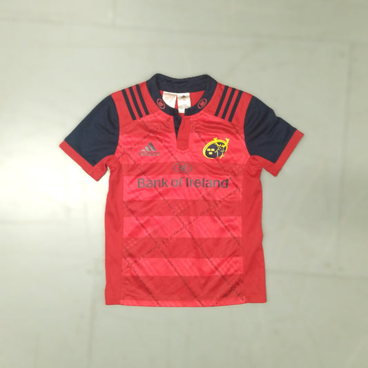 Munster Rugby  Short Sleeve  Home  Jersey  2017 / 18  adidas     Kids       Bank of Ireland  Munster Cork Limerick Thomond Park Vintage Retro  SHIRTS V SKINS   