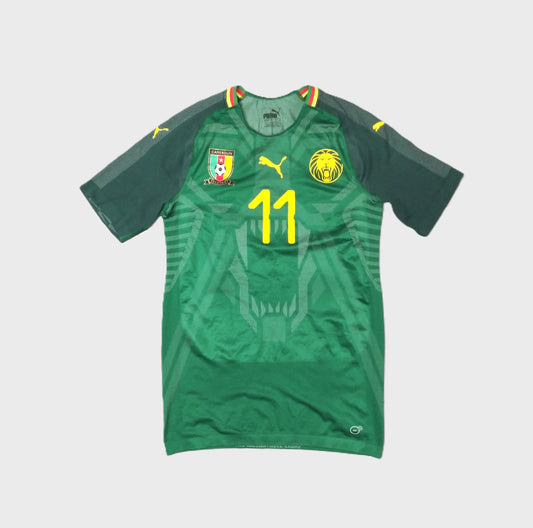 Cameroon Football  Short Sleeve  Home  Jersey  2018 / 19  Puma  Bassogog   Unisex Adults  Player Issue   #11    Cameroon Football Soccer Africa World Cup Vintage Retro  SHIRTS V SKINS   