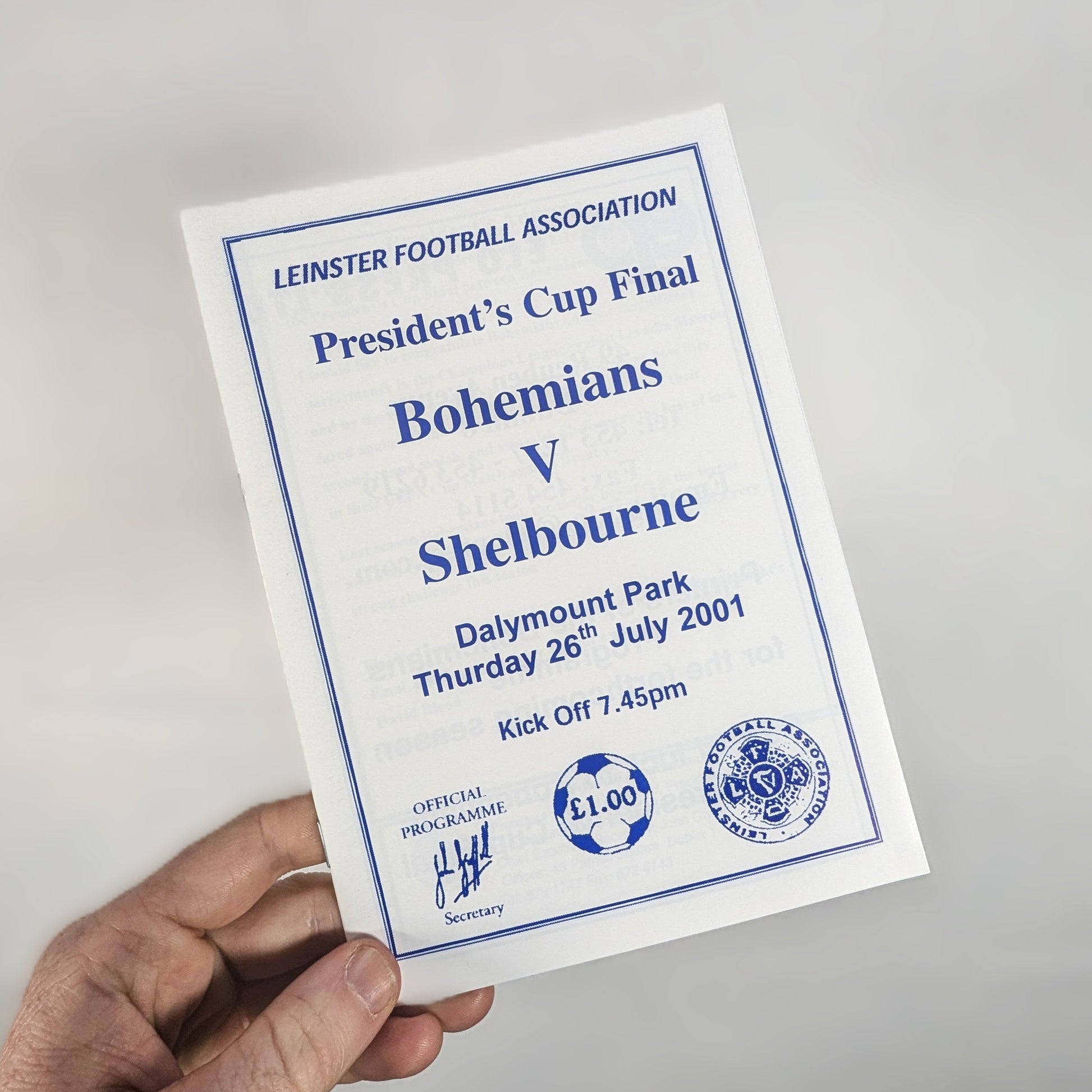Bohemians v Shelbourne Eircom League Football Programme 2001 