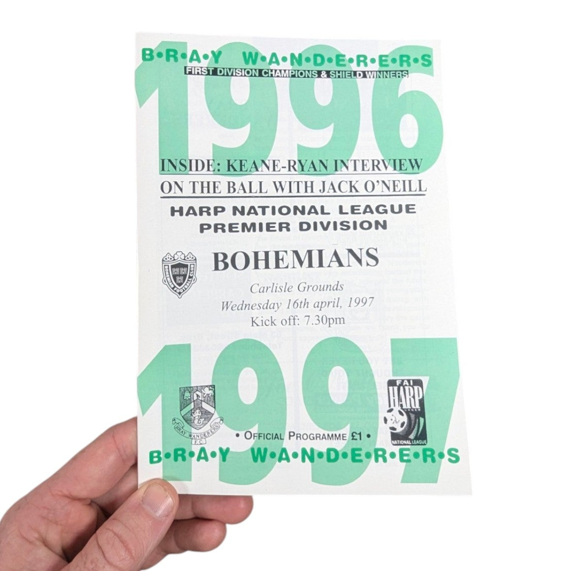  Bray Wanderers v Bohemian FC Home Football Programme 1997 