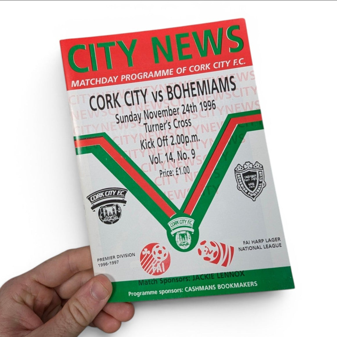 Cork City v Bohemian FC Football Programme 1996 