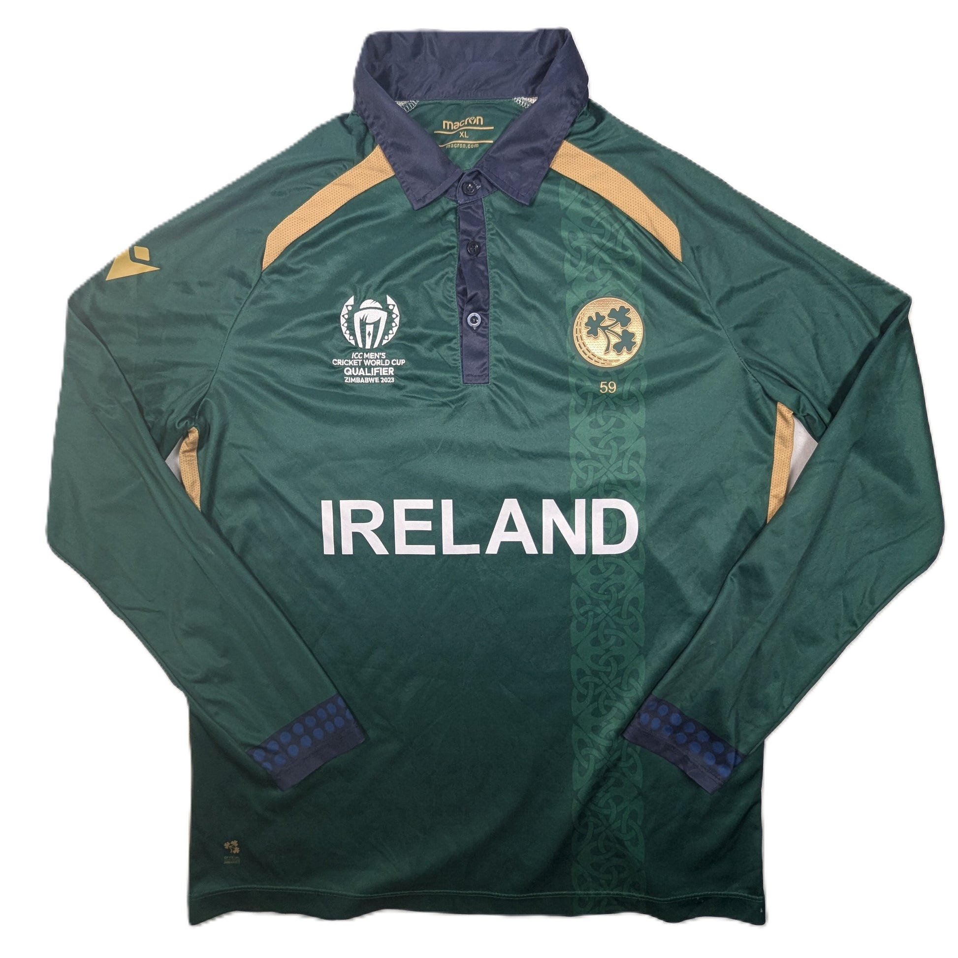 Ireland Player Issue Macron Home Cricket Jersey 2023 Gareth Delany #64 (XL) [Excellent]