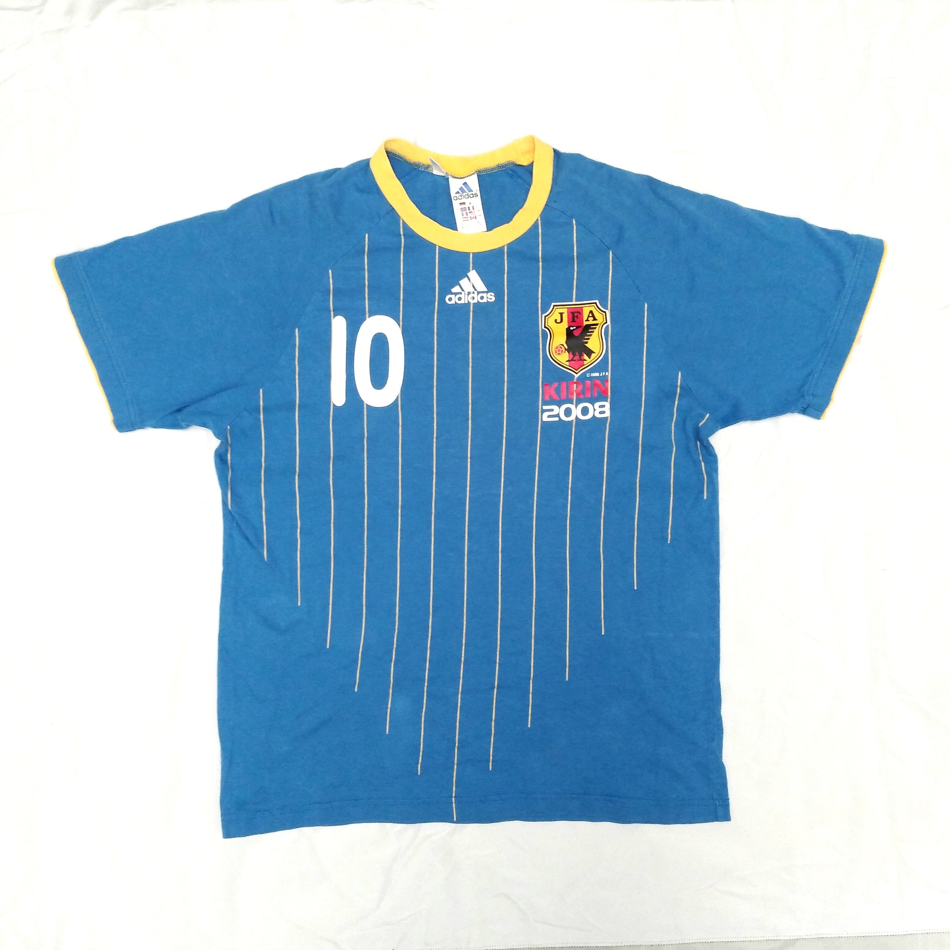 Japan Football  Short Sleeve  Casual  Jersey  2008 / 09  adidas     Unisex Adults     #10  Kirin  Japan Football Soccer Vintage retro Samurai Blue Nihon  SHIRTS V SKINS   