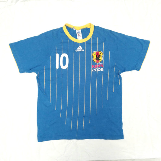 Japan Football  Short Sleeve  Casual  Jersey  2008 / 09  adidas     Unisex Adults     #10  Kirin  Japan Football Soccer Vintage retro Samurai Blue Nihon  SHIRTS V SKINS   