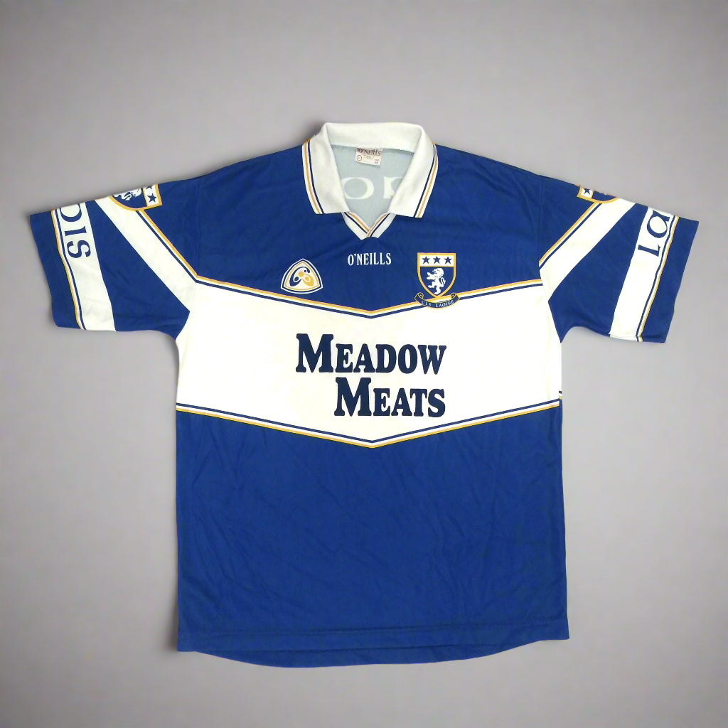 Laois GAA  Short Sleeve  Home  Jersey  2000 / 01  O'Neills  Player Issue   Unisex Adults     #27  Meadow meats  Laois GAA Gaelic Football Hurling Camogie Jersey Shirt Vintage Retro Leinster  SHIRTS V SKINS   