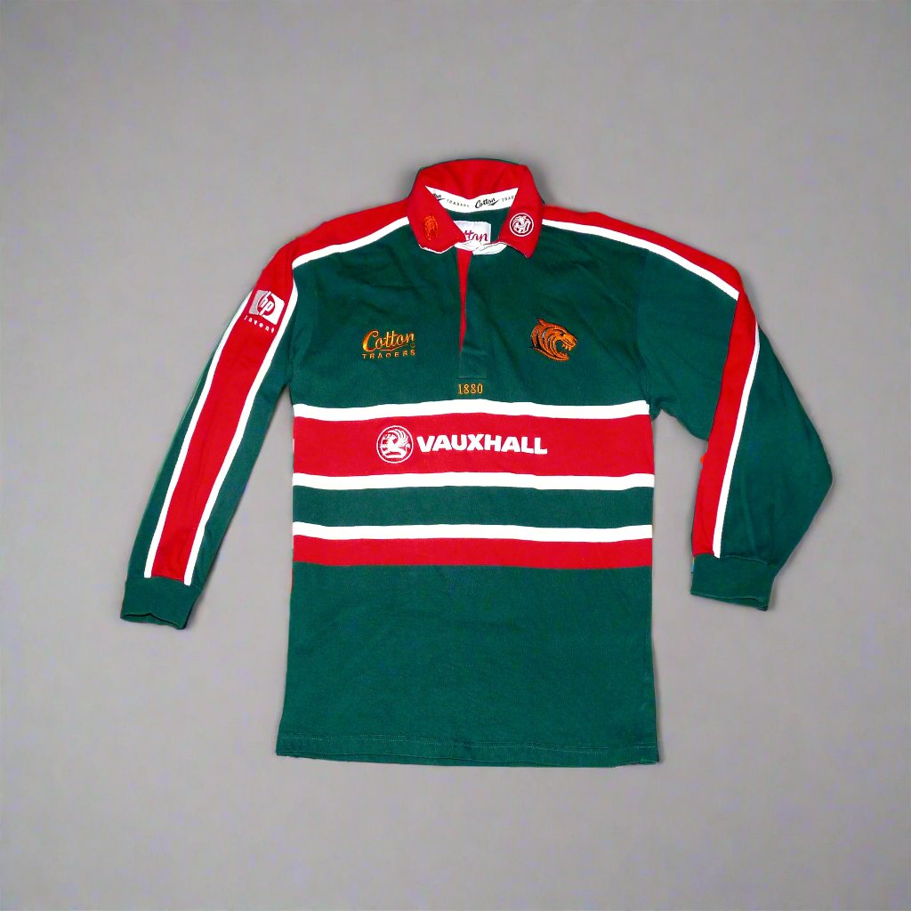 Leicester Tigers Rugby  Long Sleeve  Home  Jersey  2001 / 02  Cotton Traders     Unisex Adults       Vauxhall  Leicester Tigers Rugby England Vintage Retro  SHIRTS V SKINS   