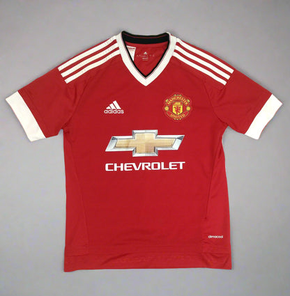 Manchester United Football  Short Sleeve  Home  Jersey  2015 / 16  adidas     Teens       Chevrolet  Manchester United Man Utd Red Devils Premier League old trafford vintage retro  SHIRTS V SKINS   