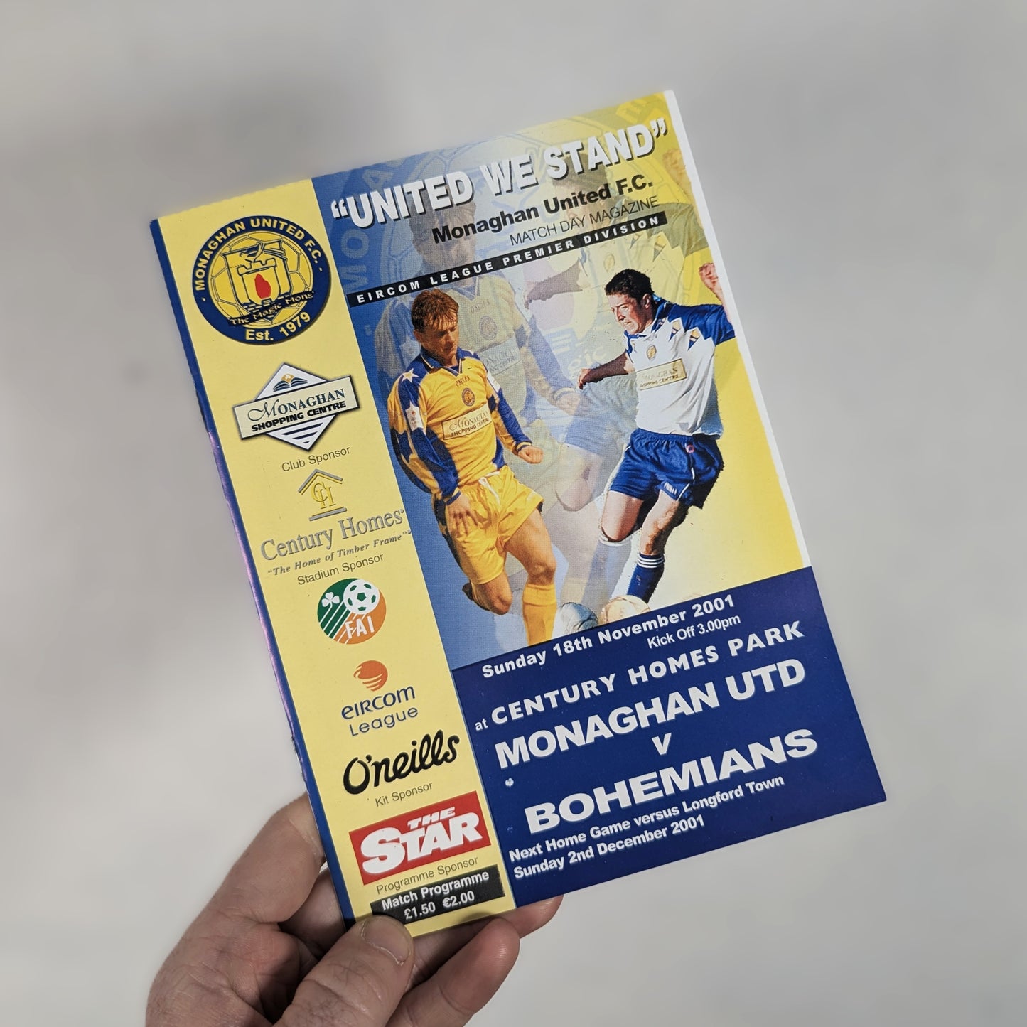 Monaghan United v Bohemians Monaghan United Football Programme 2001