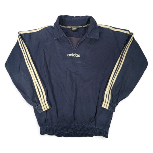 Navy Blue adidas Streetwear Drill Top 1990s (M) [Good]
