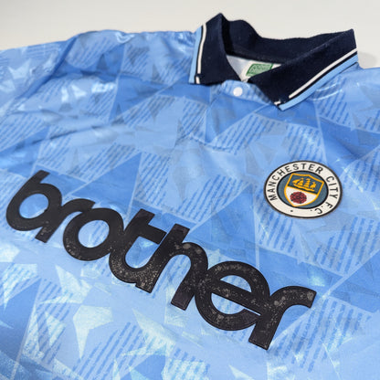 Manchester City Score Draw Football Jersey Retro 87  (L) [Fair]