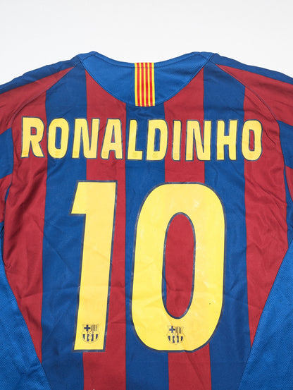 Barcelona Nike Football Jersey 2005 Ronaldinho  #10  (S) [Fair]
