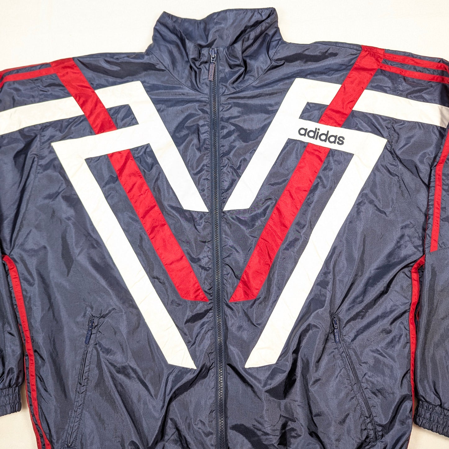 Navy adidas Streetwear Jacket 1990s (XL) [Very Good]