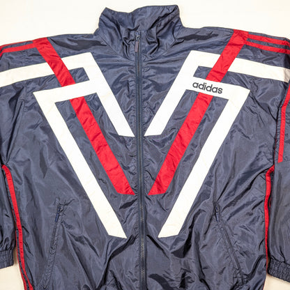 Navy adidas Streetwear Jacket 1990s (XL) [Very Good]