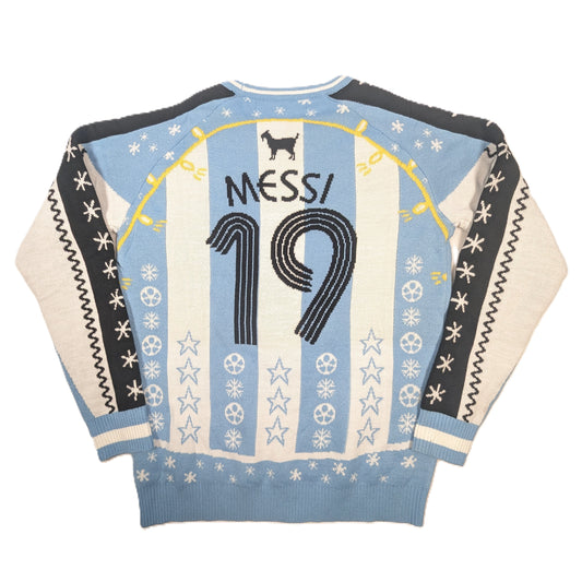 Argentina CFS Football Christmas Jumper Retro Messi #19 (S) [Excellent]