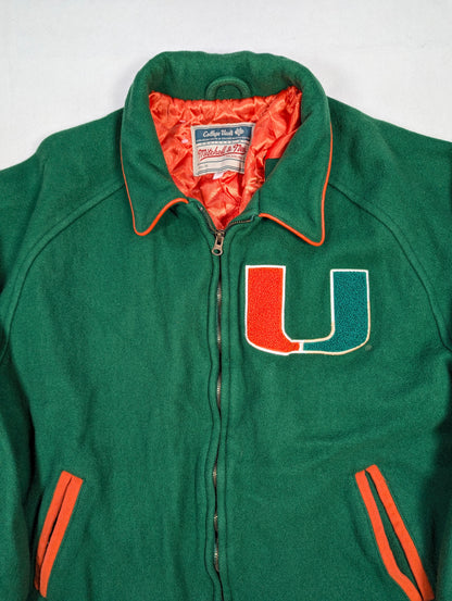 University of Miami Hurricanes Mitchell & Ness American Football Jacket Retro (2XL) [Fair]