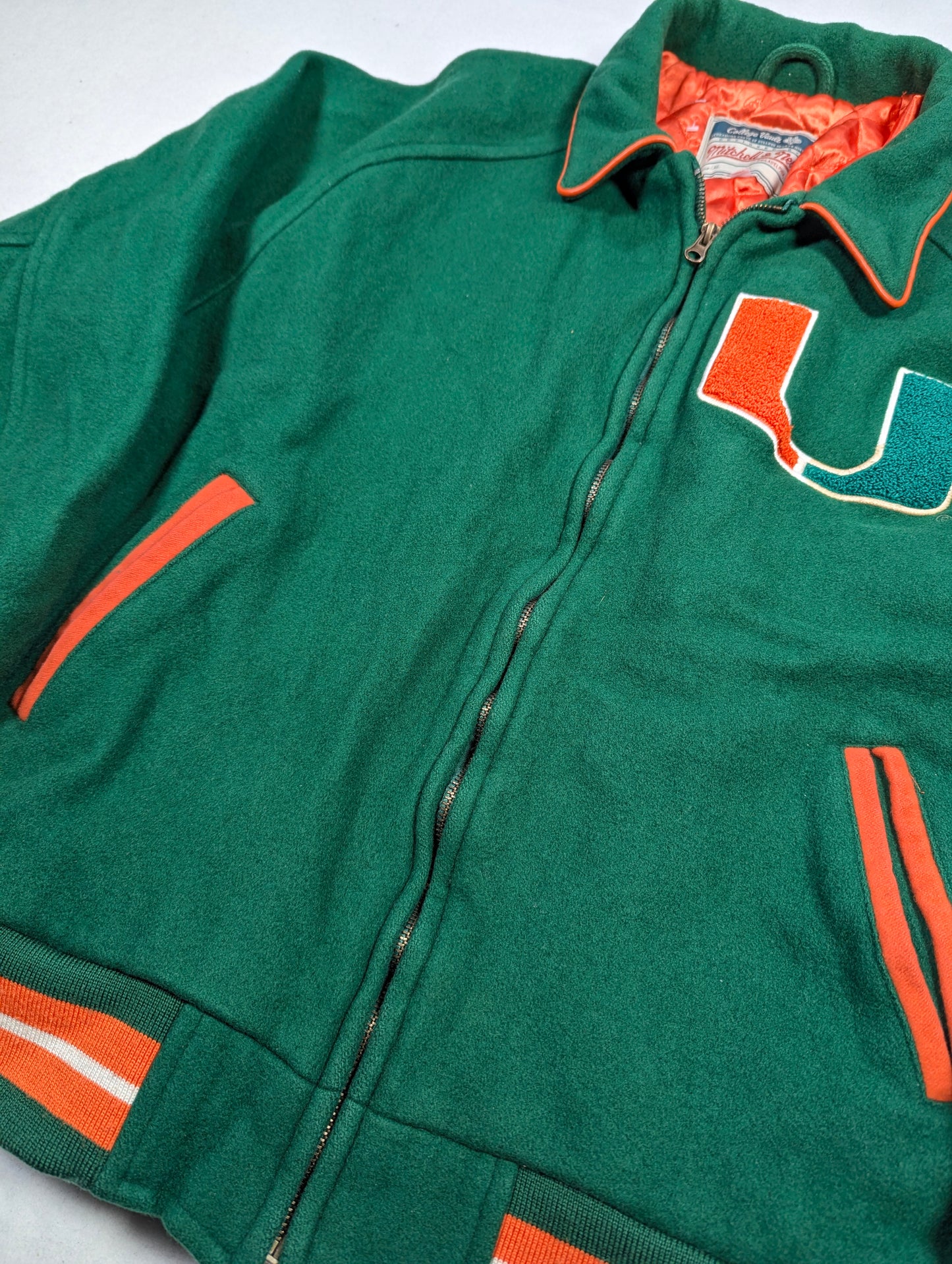 University of Miami Hurricanes Mitchell & Ness American Football Jacket Retro (2XL) [Fair]