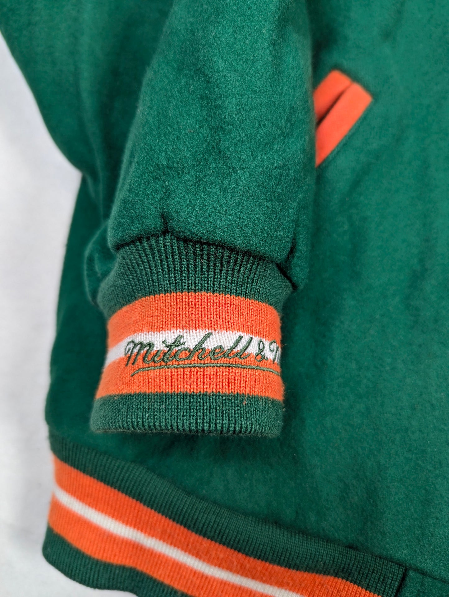University of Miami Hurricanes Mitchell & Ness American Football Jacket Retro (2XL) [Fair]