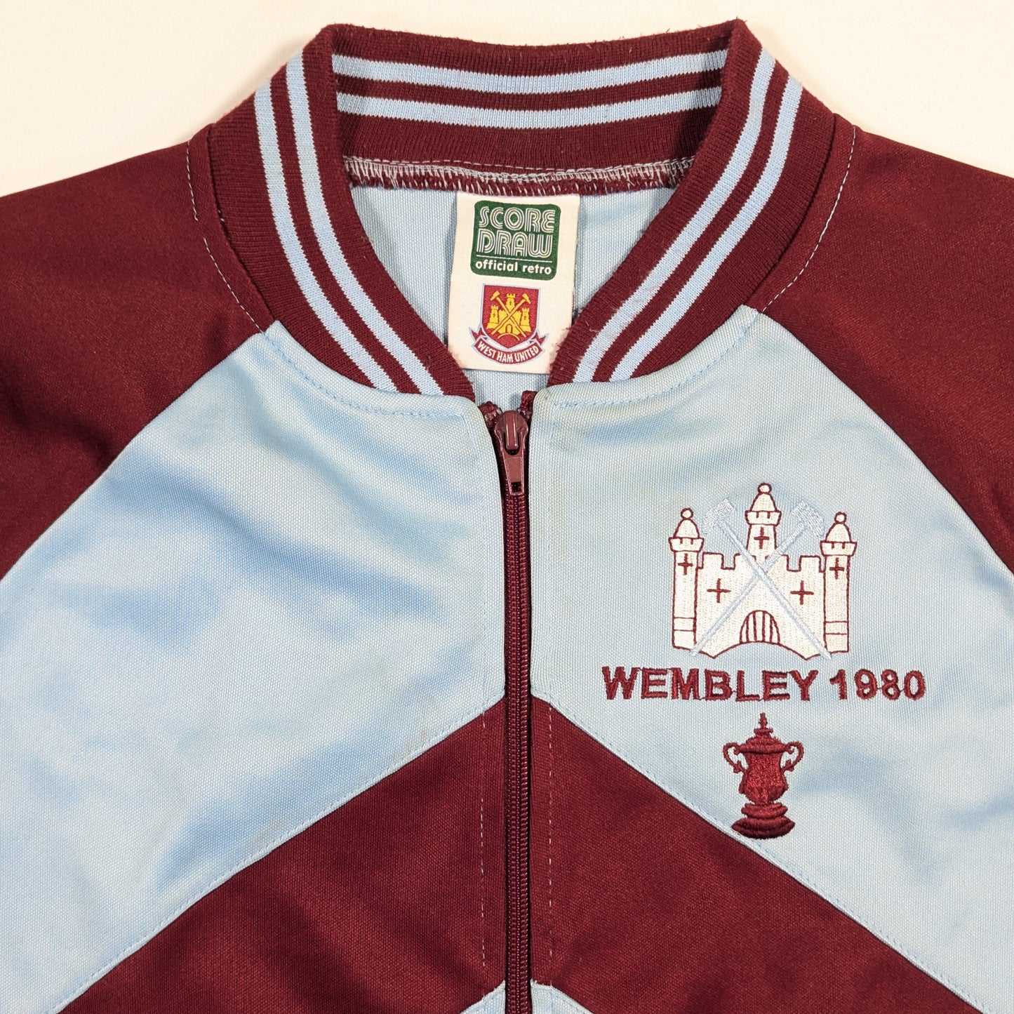 West Ham Score Draw Football Jacket Retro Wembley 1980 (L) [Good]