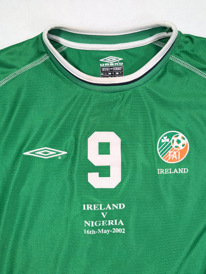 Republic of Ireland Player Issue Umbro Football Jersey 2002 #9 (2XL) [Good]