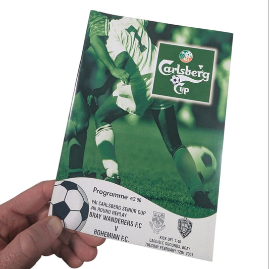 Bray Wanderers v Bohemian FC FAI Carlsberg Cup Home Football Programme 2001 [Very Good]