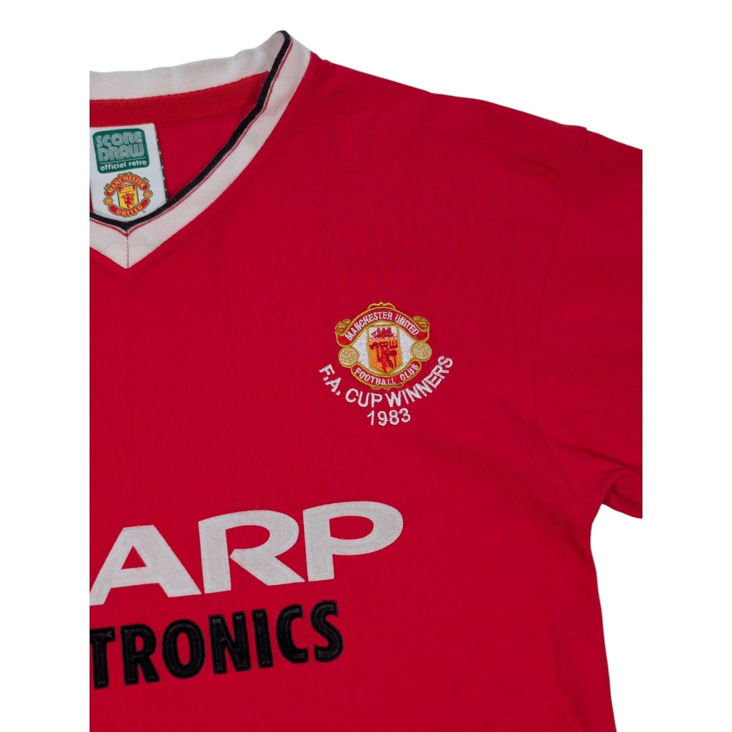 Manchester United Score Draw Home Football Jersey Retro FA Cup '83 (S) [Good]