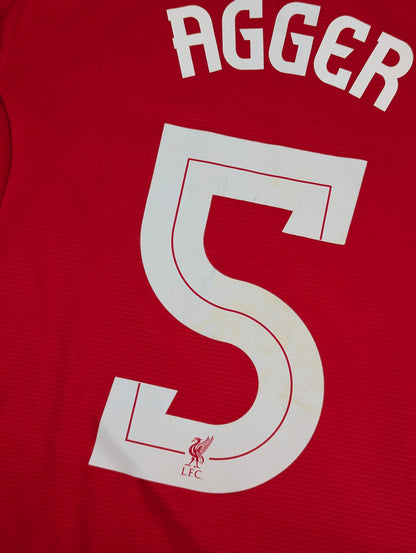 Liverpool Warrior Home Football Jersey 2013 Agger #5 (M) [Good]