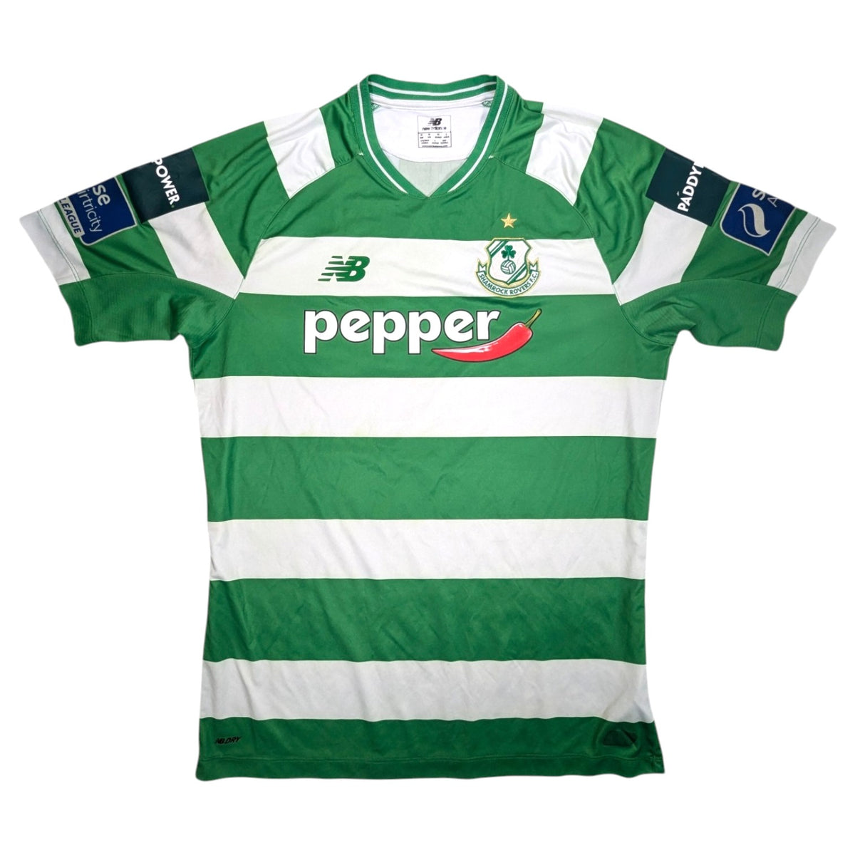 Shamrock Rovers Player Issue New Balance Home Football Jersey 2017 McAllister #16 (M) [Fair]
