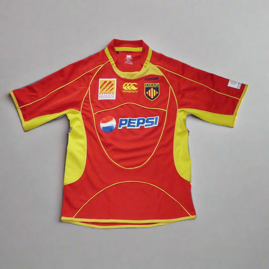 Perpignon Rugby  Short Sleeve  Home  Jersey  2008 / 09  Canterbury     Unisex Adults       Pepsi  Perpignon USA France Top 14 Rugby Jersey Shirt Maillot Tricot Vintage Retro  SHIRTS V SKINS   