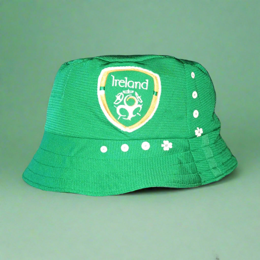 Republic of Ireland Football    Home  Bucket Hat  2014 / 15  Umbro  Upcycled   Unisex Adults       Three  bucket hat festival vintage retro upcycled recycled rave cap headware Football Soccer Rugby GAA  SHIRTS V SKINS   