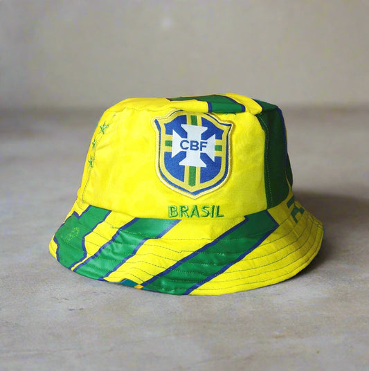 Reversible Brazil - Dublin Football    Casual  Bucket Hat  Retro  M  Neymar   Unisex Adults     #10  AIG  bucket hat festival vintage retro upcycled recycled rave cap headware   SHIRTS V SKINS   