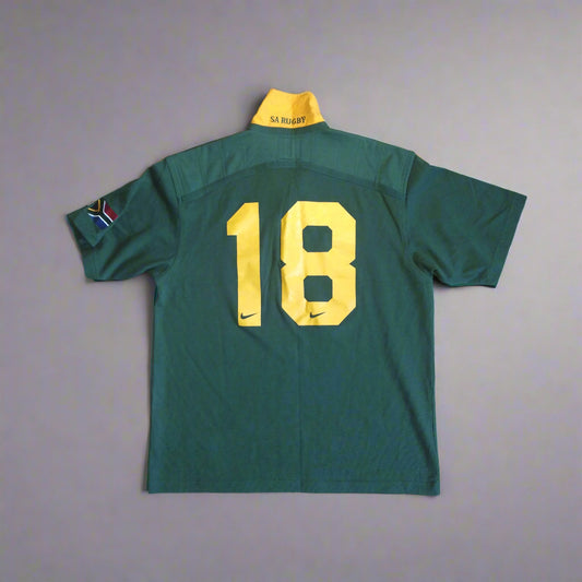 South Africa Rugby  Short Sleeve  Home  Jersey  1997 / 98  Nike  Plaxico Burress   Unisex Adults     #18  Sponsorless  South Africa Rugby Jersey Shirt Vintage Retro  SHIRTS V SKINS   