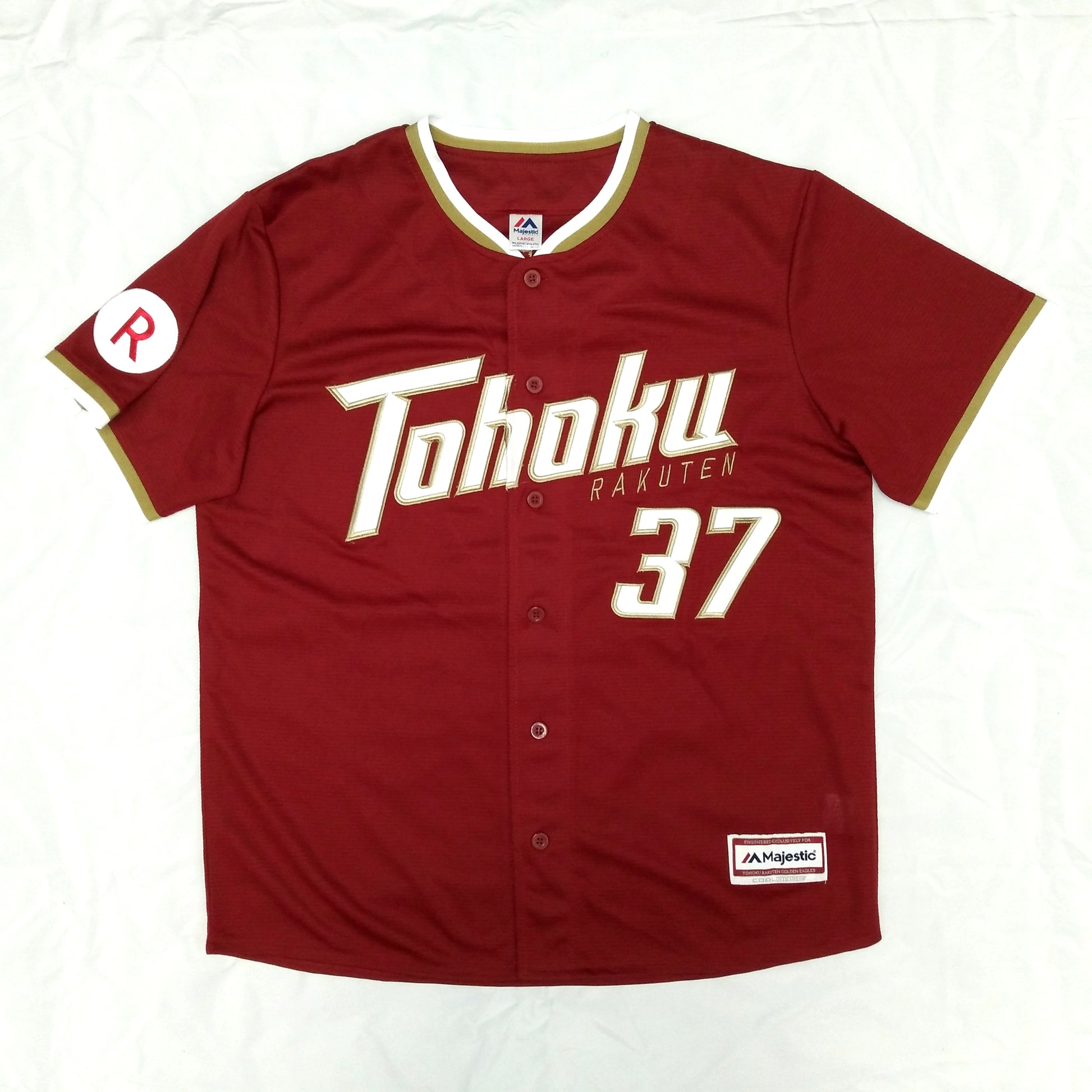 Tohoku Rakuten Eagles Baseball  Short Sleeve  Alternate  Jersey  2016 / 17  Majestic  Shima Motohiro   Unisex Adults     #37  Rakuten  Tohoku Rakuten Eagles Jersey Shirt Japan Baseball Vintage Retro  SHIRTS V SKINS   