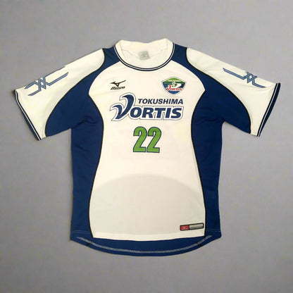 Tokushima Vortis Football  Short Sleeve  Away  Jersey  2005 / 06  Mizuno  Player Issue   Unisex Adults     #22  Sponsorless  Tokushima Vortis SHikoku Football Soccer Jersey Shirt Vintage Retro J League Japan  SHIRTS V SKINS   