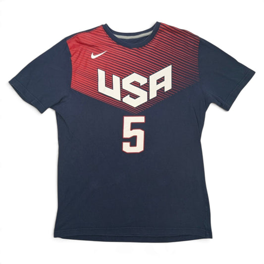  USA Nike Basketball T-Shirt 2010s Kevin Durant #5 (L) [Good]
