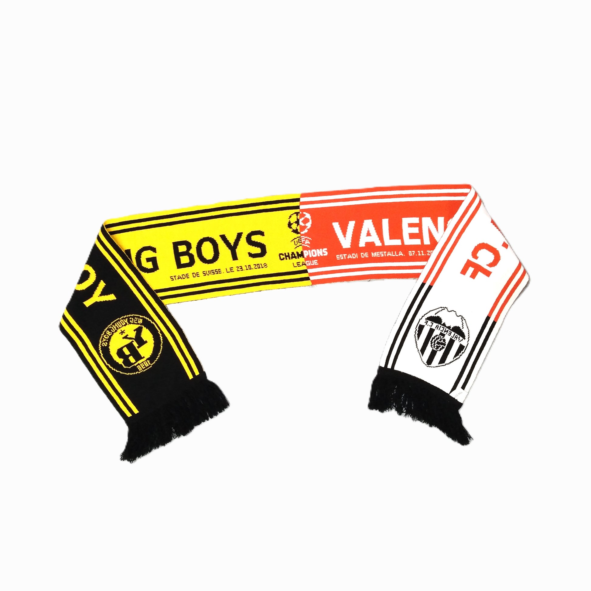 Valencia v Young Boys Half and Half Football    Casual  Scarf  2018 / 19  Unbranded     Unisex Adults         Valencia Spain La Liga Vintage Retro  SHIRTS V SKINS   