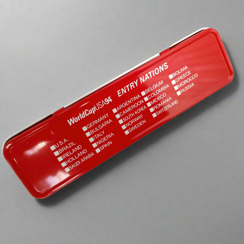 World Cup USA 1994 Football      Pencil Tin  1994  Coca Cola     Unisex Adults       Coca Cola  World Cup 1994 USA United States of America FIFA Vintage Retro Soccer Football  SHIRTS V SKINS   
