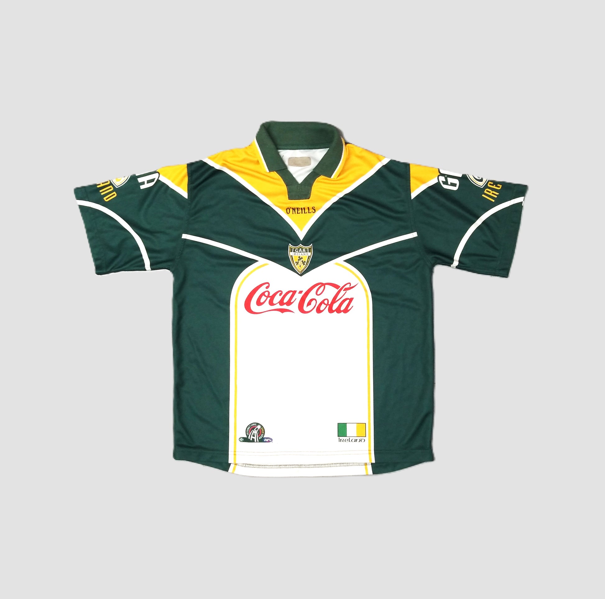 Ireland GAA  Short Sleeve  Home  Jersey  2001 / 02  O'Neills  Player Issue   Unisex Adults     #11  Coca Cola  aussierules footy australia ireland eire irish gaa gaelic football hurling shinty compromise rules  SHIRTS V SKINS   