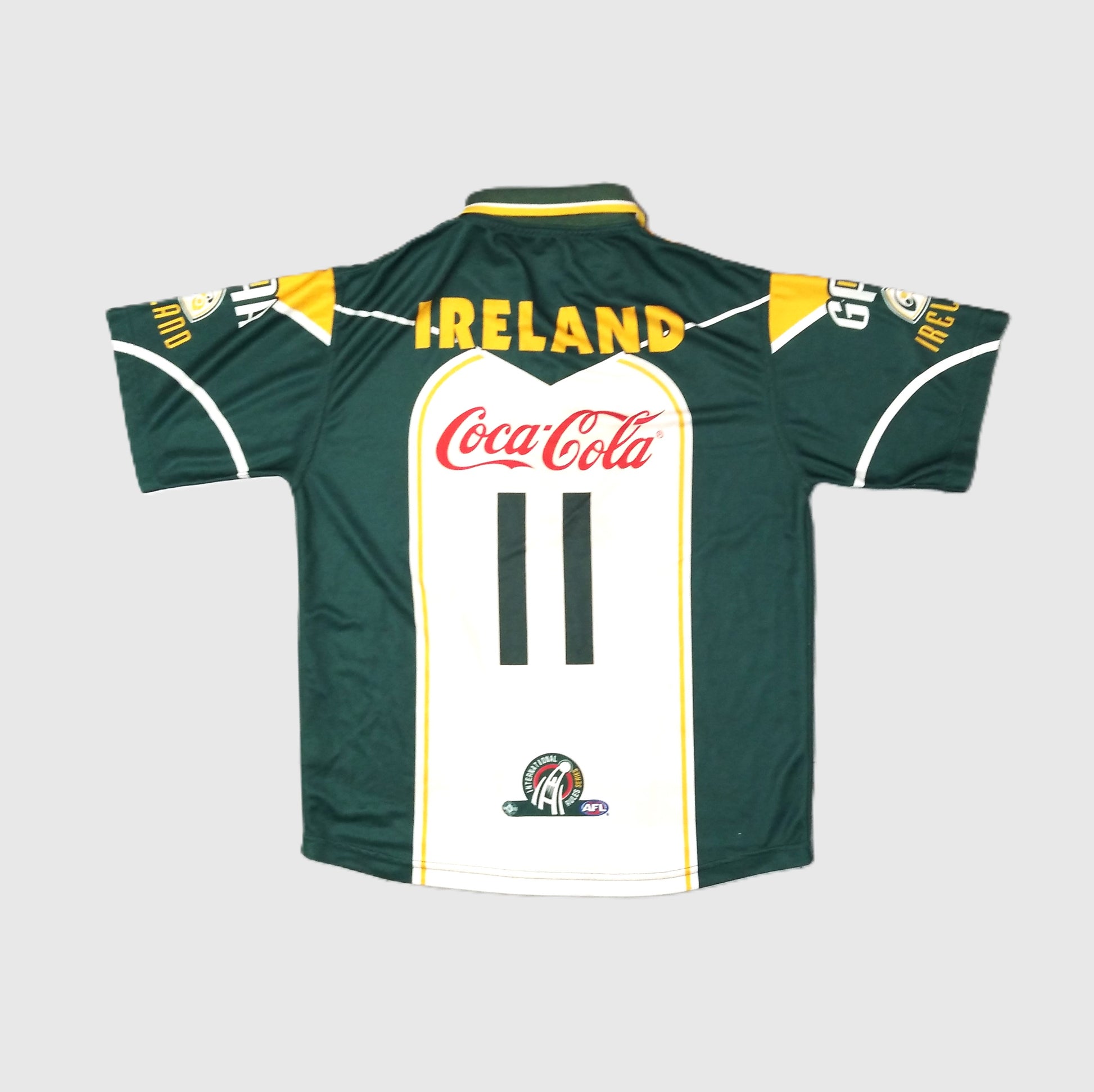Ireland GAA  Short Sleeve  Home  Jersey  2001 / 02  O'Neills  Player Issue   Unisex Adults     #11  Coca Cola  aussierules footy australia ireland eire irish gaa gaelic football hurling shinty compromise rules  SHIRTS V SKINS   