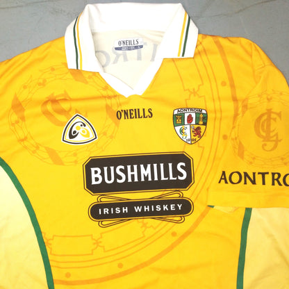 Antrim GAA  Short Sleeve  Home  Jersey  2003 / 04  O'Neills  Player Issue   Unisex Adults  Match Worn   #14  Bushmills Irish Whiskey  match worn antrim belfast ulster gaelic football hurling   SHIRTS V SKINS   