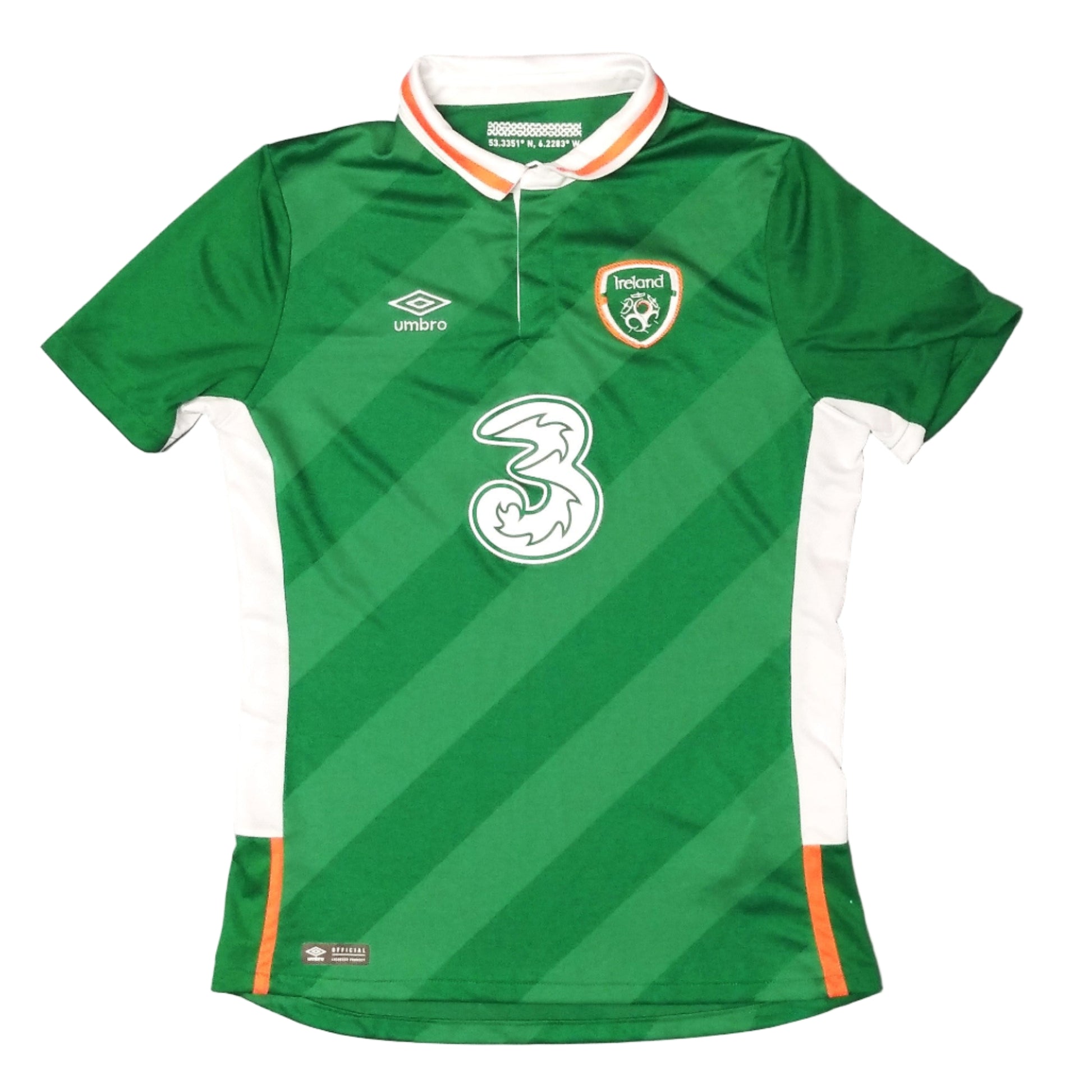 Republic of Ireland Football  Short Sleeve  Home  Jersey  2016 / 17  Umbro     Teens       Three  SHIRTS V SKINS   